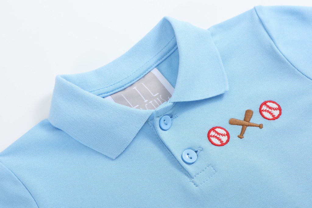Blue Baseball Polo Shirt