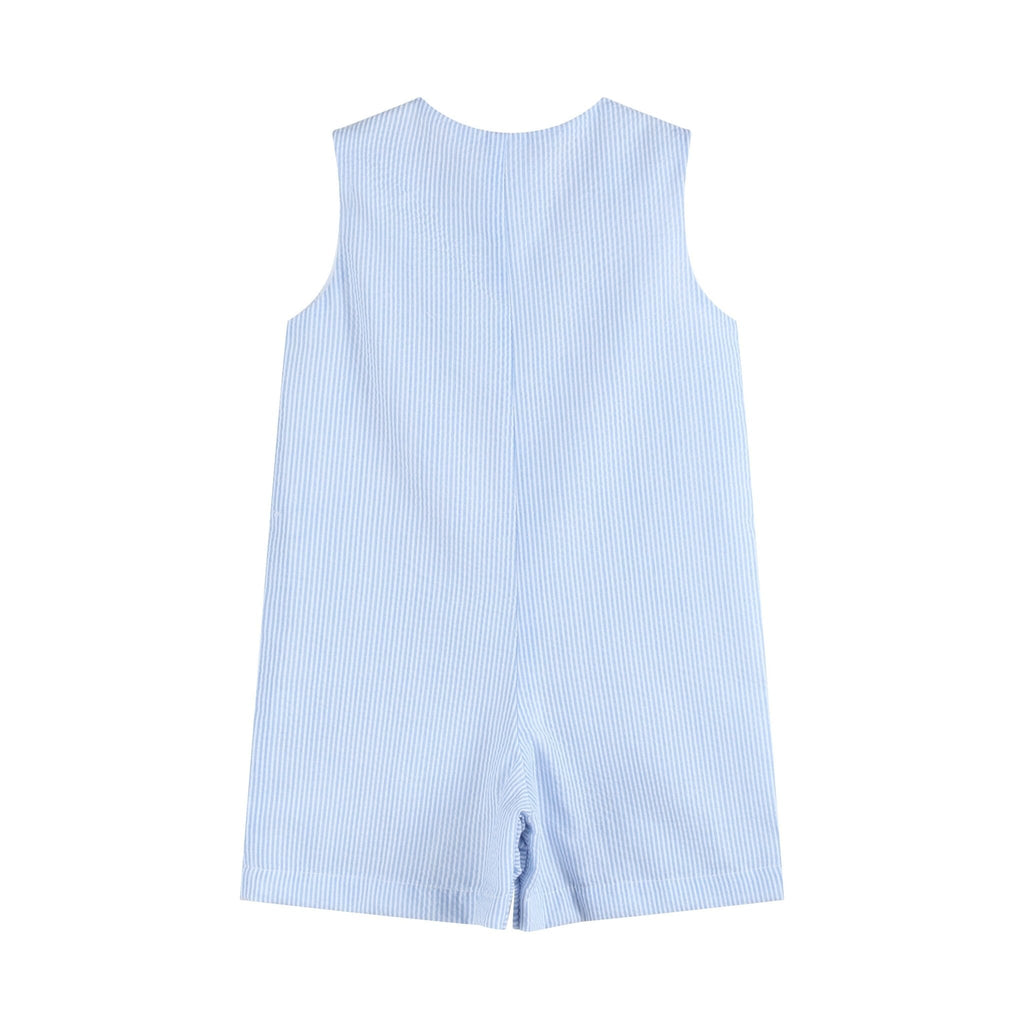 Blue Seersucker Gingham Bunny Shortall