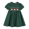 Green Corduroy Santa Smocked Dress