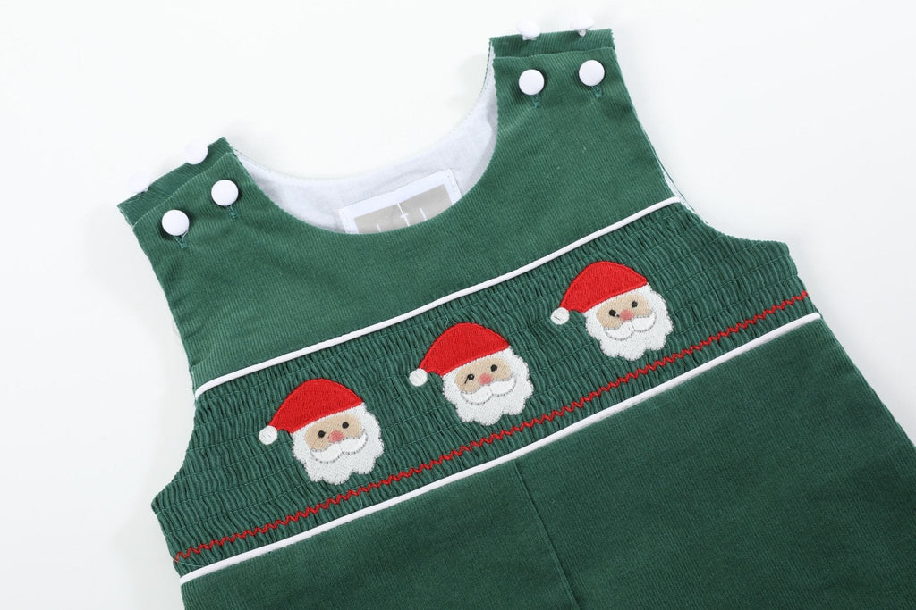 Green Corduroy Santa Smocked Longall