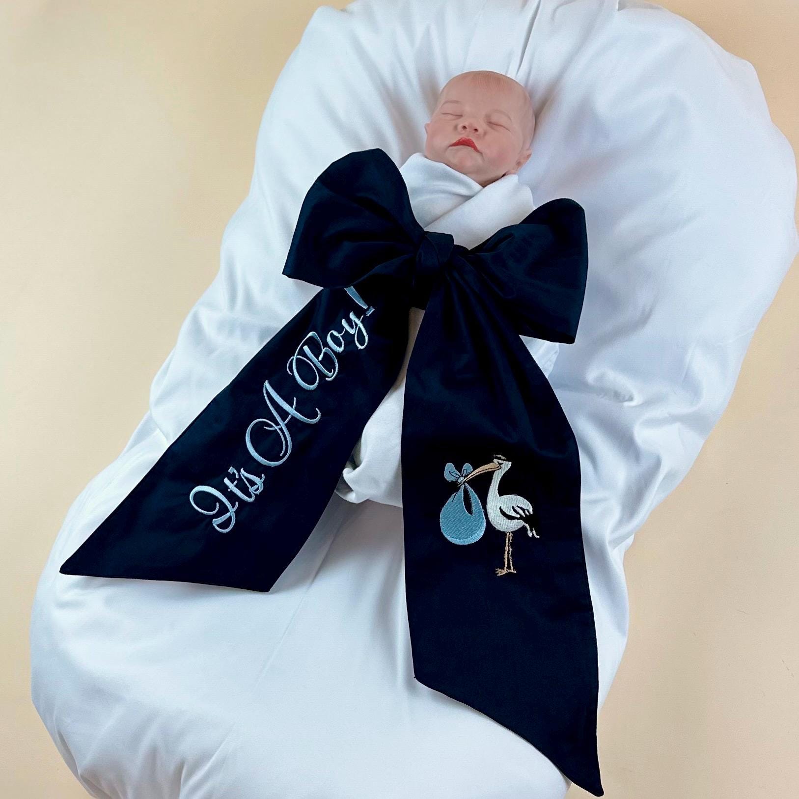 Personalized Embroidered Baby Shower Sash — Custom Name & Monogram