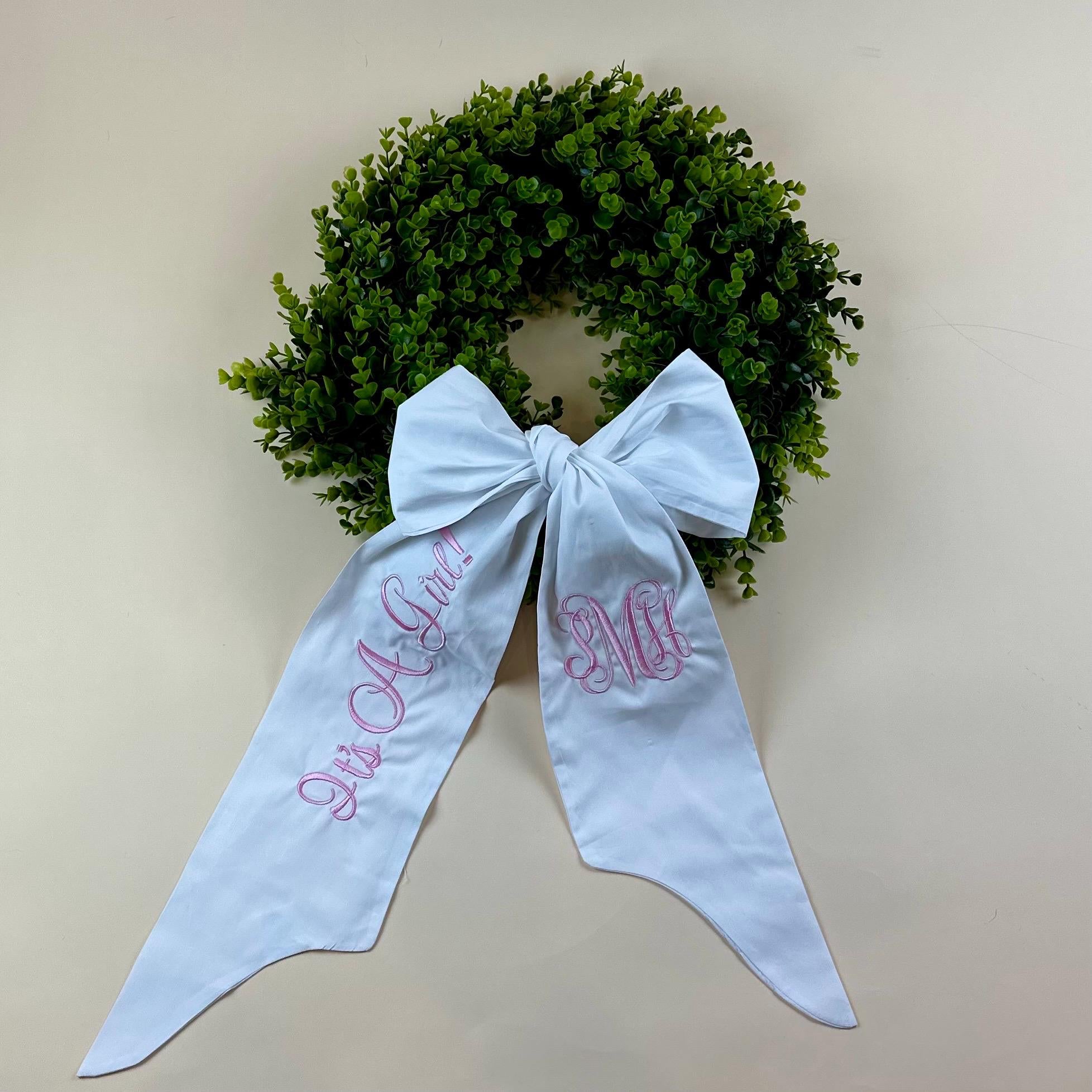 Personalized Embroidered Baby Shower Sash — Custom Name & Monogram