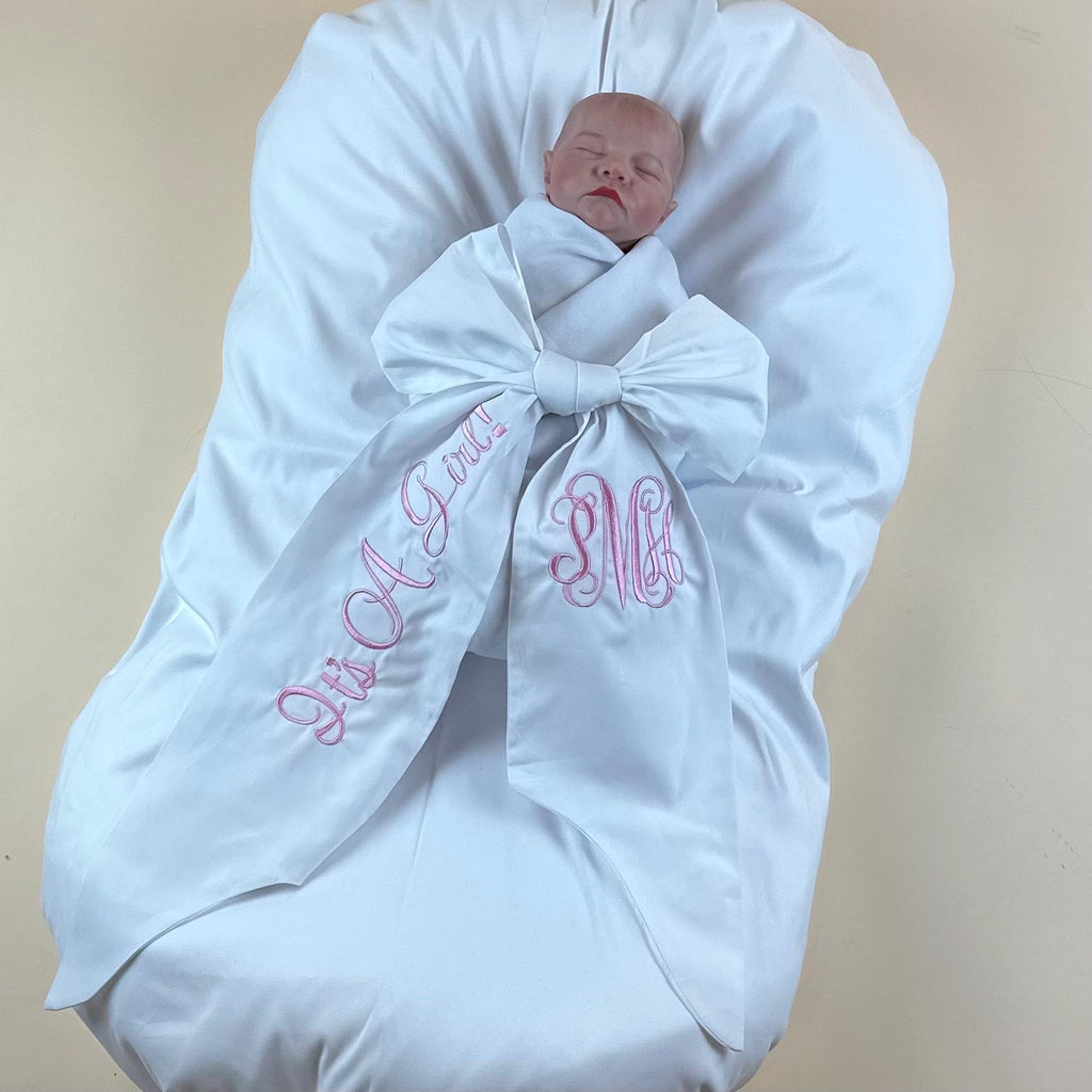 Personalized Embroidered Baby Shower Sash — Custom Name & Monogram