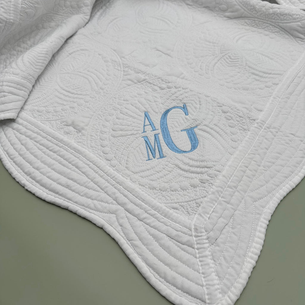 Custom Monogrammed Baby Quilt - Luxurious Heirloom Blanket for Infants