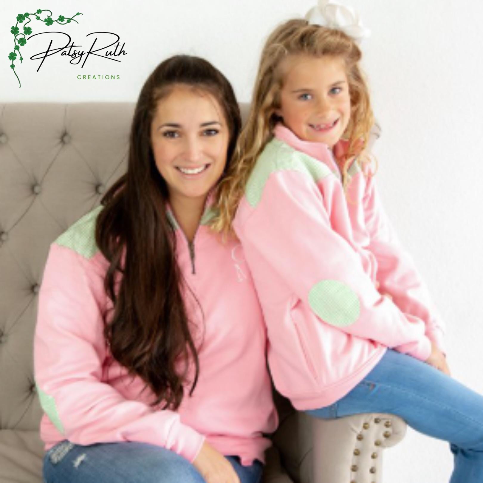 Personalized | Monogrammed Quarter-Zip Pullover with Gingham Collar