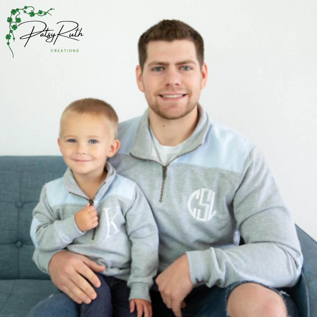 Personalized | Monogrammed Quarter-Zip Pullover with Gingham Collar
