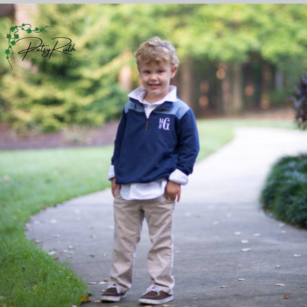 Personalized | Monogrammed Quarter-Zip Pullover with Gingham Collar