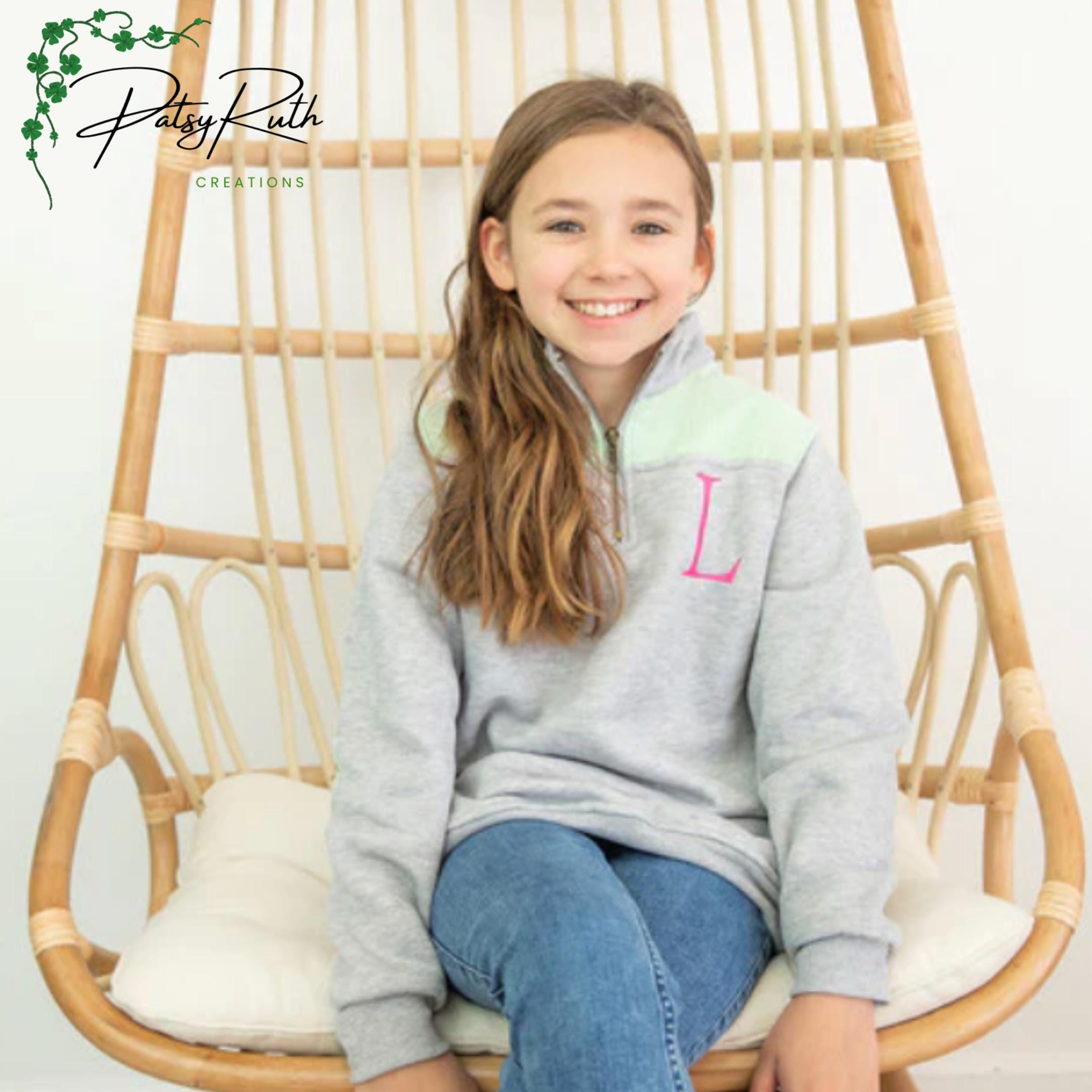 Personalized | Monogrammed Quarter-Zip Pullover with Gingham Collar