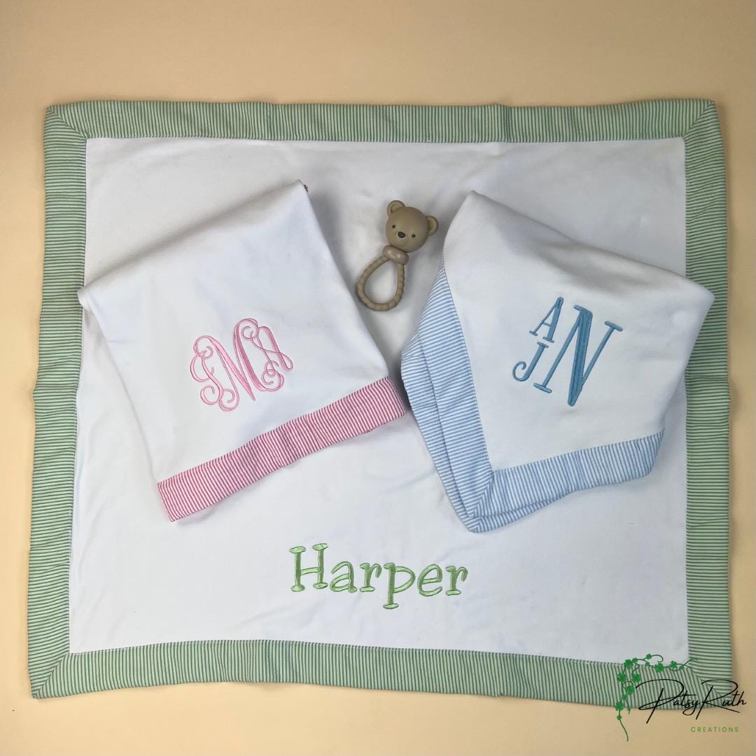 Personalized Baby Blanket with Elegant Monogram or Custom Name