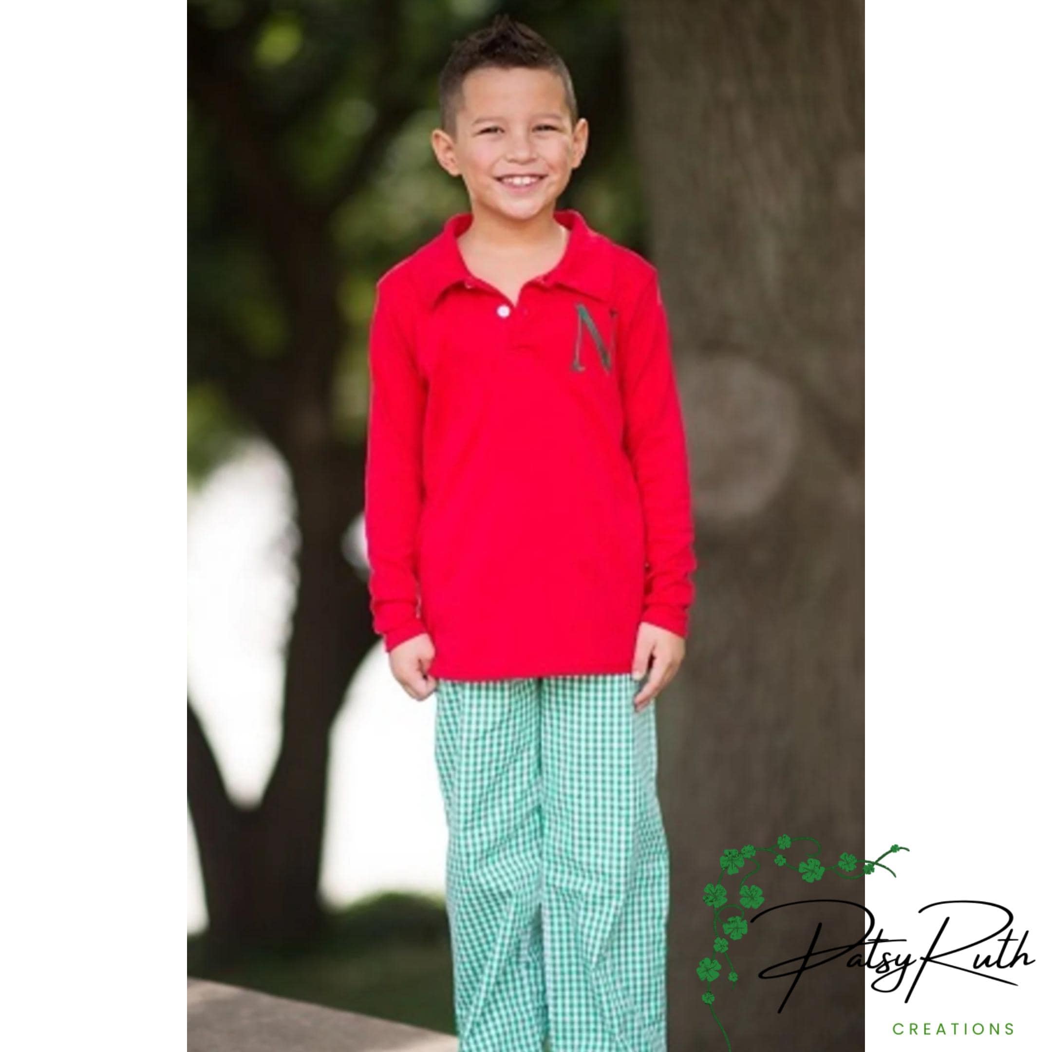 Custom Monogram Toddler Boys' Gingham Pants - Personalized Kids Clothing