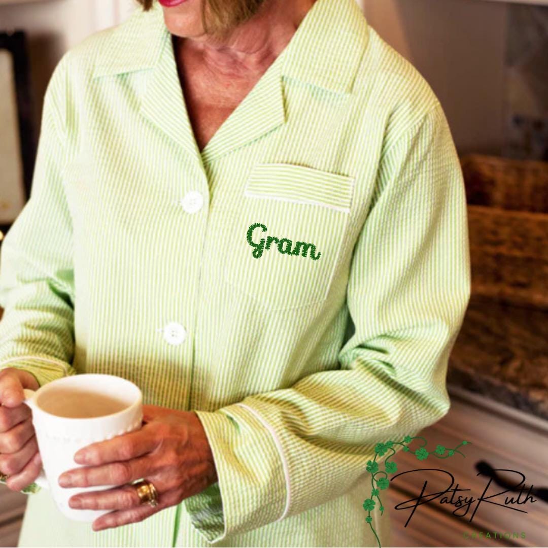 Personalized Seersucker Pajama Set - Long Sleeve