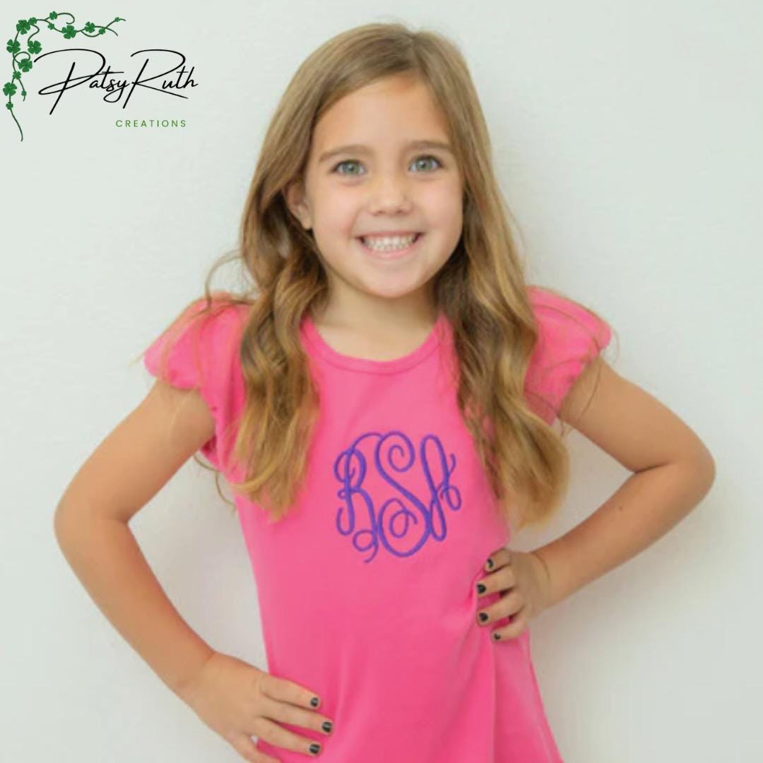 Baby Girls' Monogrammed Puff Sleeve Cotton Shirt: Personalized Ruffle Detail Top