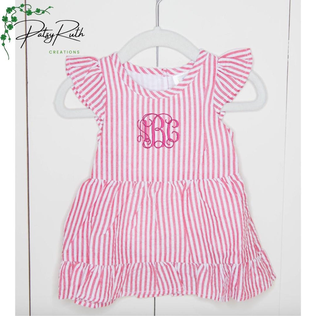 Toddler Girls' Custom Name Seersucker Sundress | Monogram Summer Dress