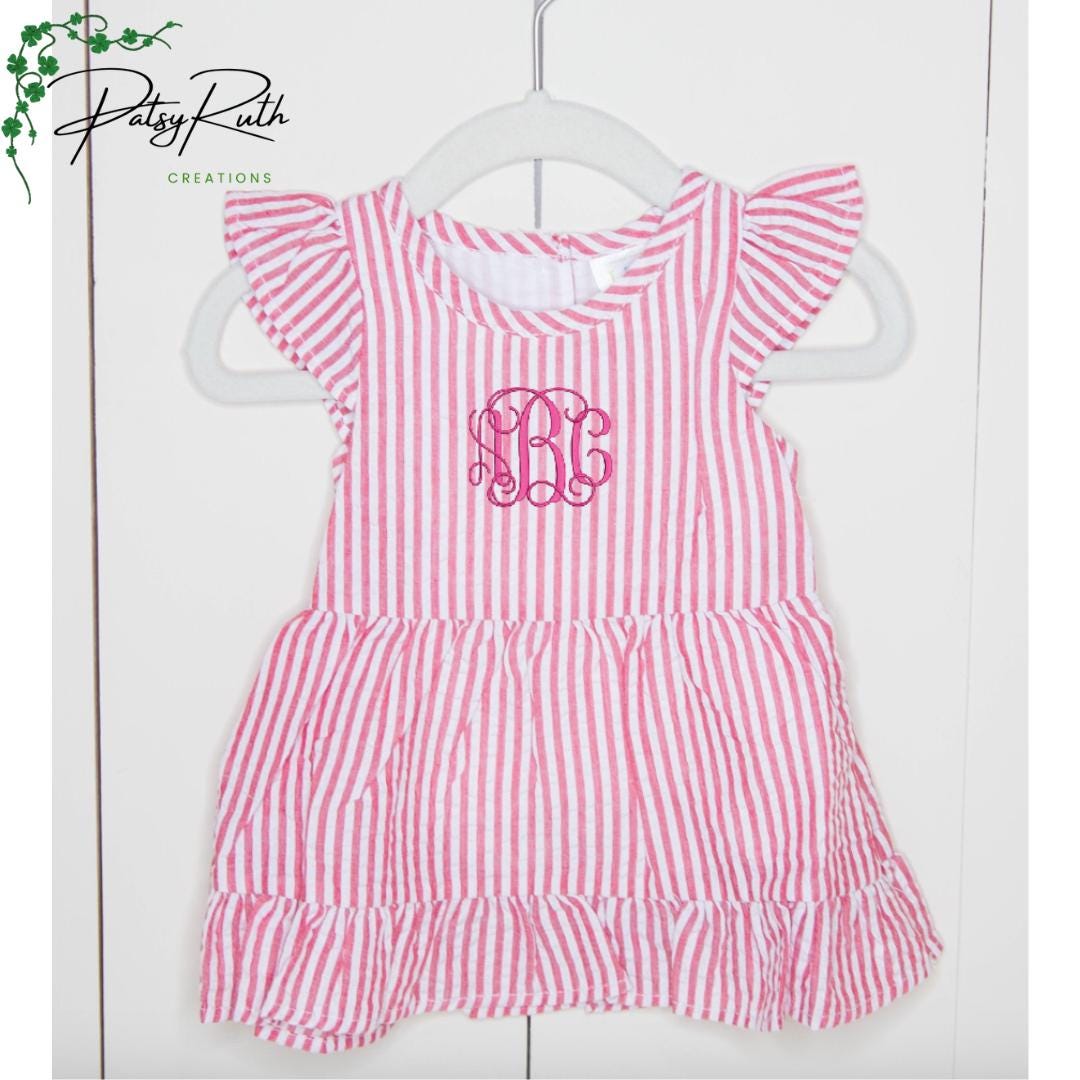 Toddler Girls' Custom Name Seersucker Sundress | Monogram Summer Dress