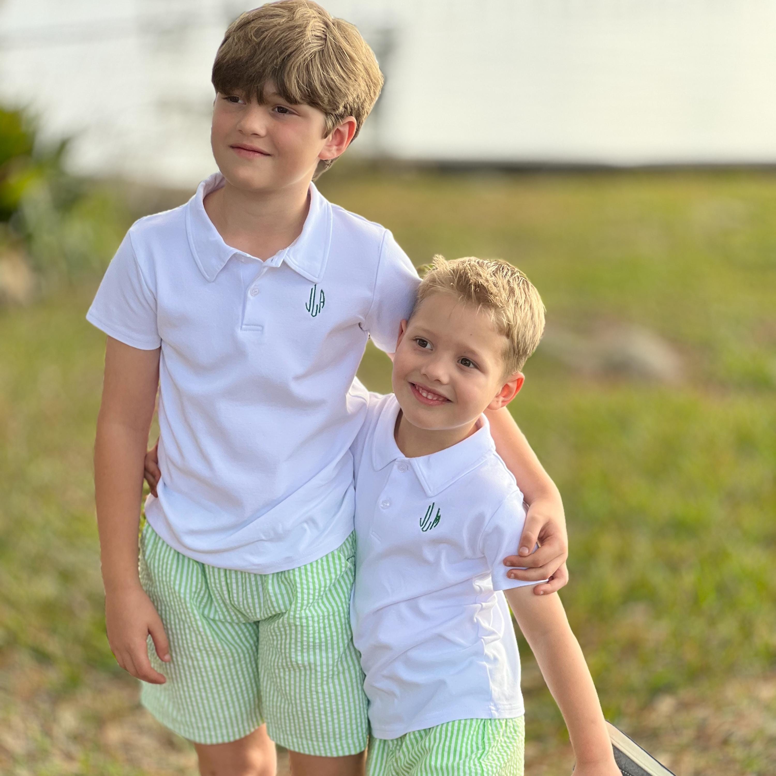 Custom Monogram Toddler Boys' Seersucker & Gingham Shorts - Personalized Kids Clothing