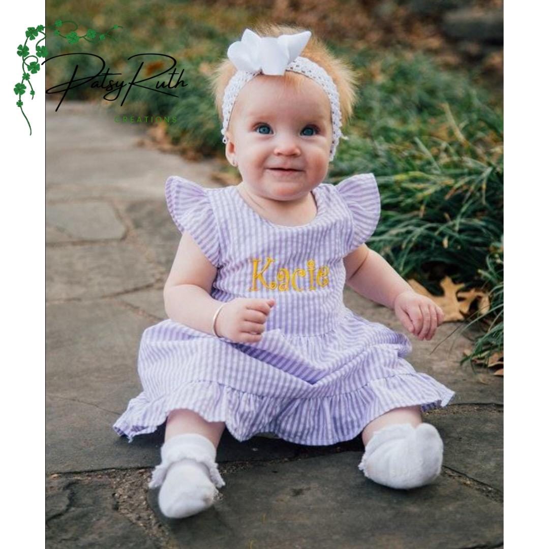 Baby Girls Seersucker Sundress - Custom Name