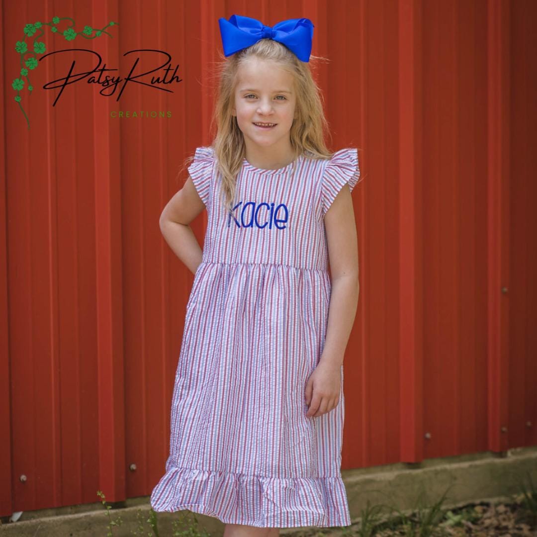 Baby Girls Seersucker Sundress - Custom Name