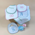 Personalized Seersucker Bib & Burp Cloth Set