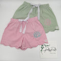 Personalized Seersucker Sleep Shorts  Scalloped Hem Monogram Pajamas