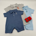 Monogrammed Personalized Baby Polo Romper - Soft Cotton, Easy Snap Closure