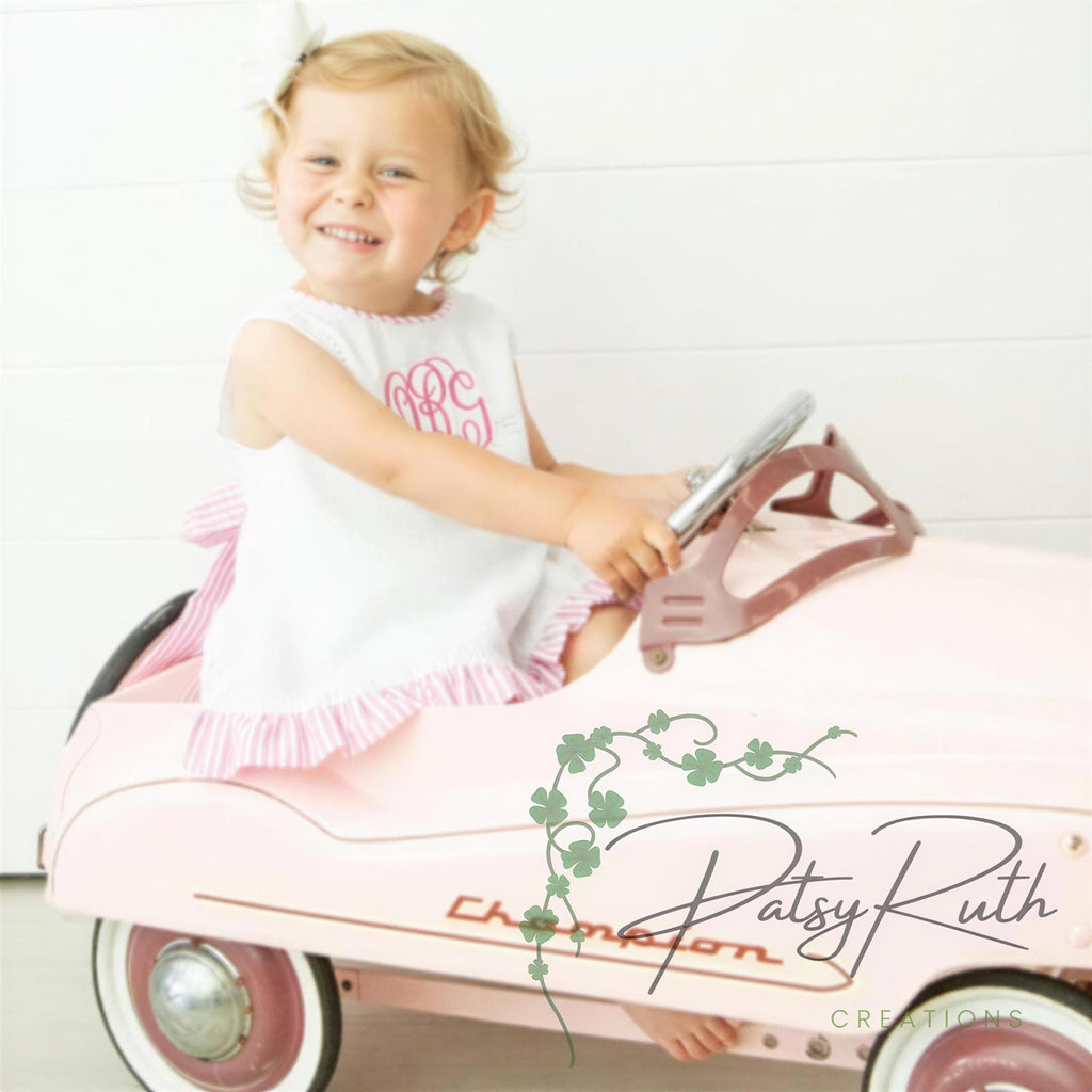 Monogrammed Seersucker Baby Girls 2-Piece Set