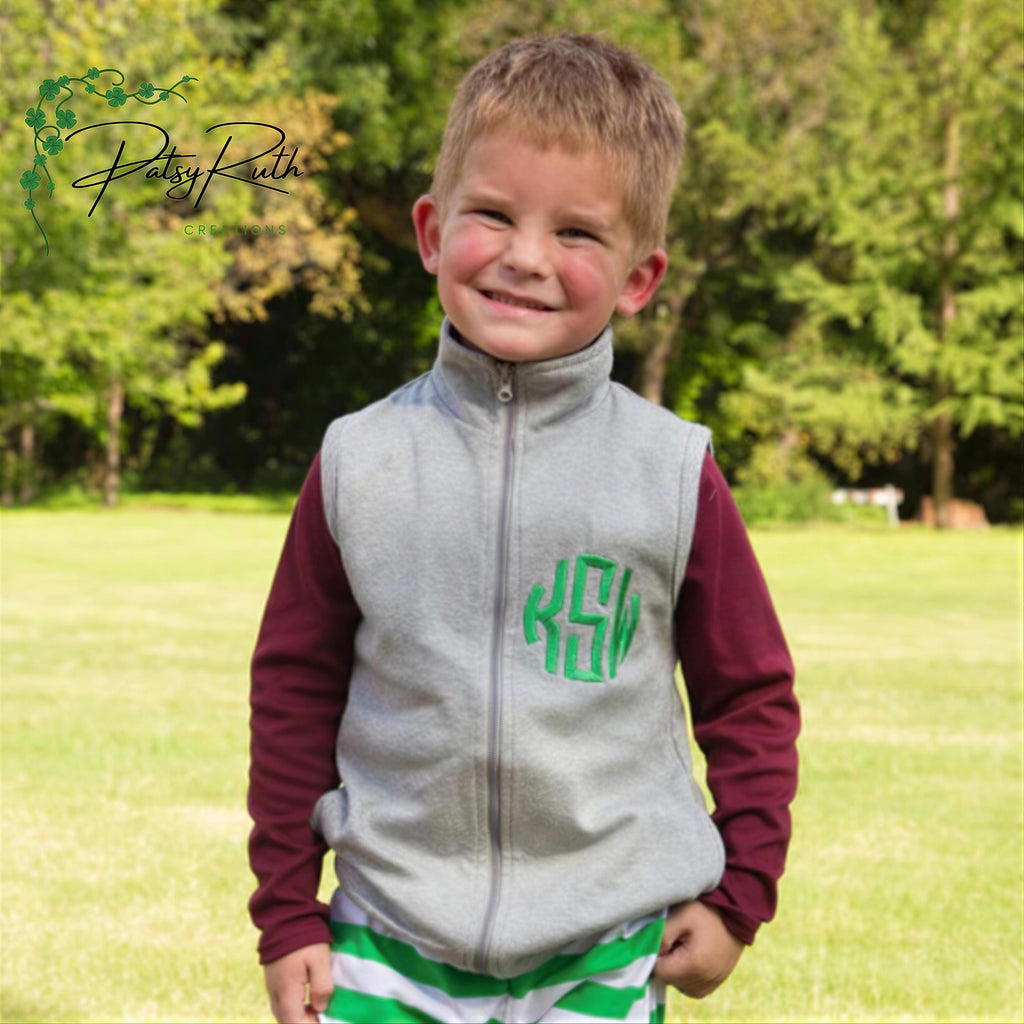 Child's Zip Front Vest with Gingham Collar