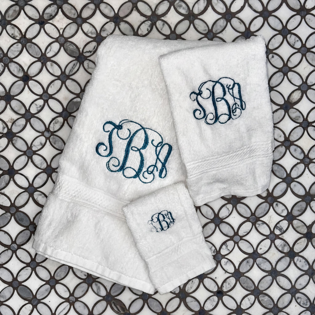 Luxury Monogram Bath Towel Set - Customizable 3-Piece Towel Collection