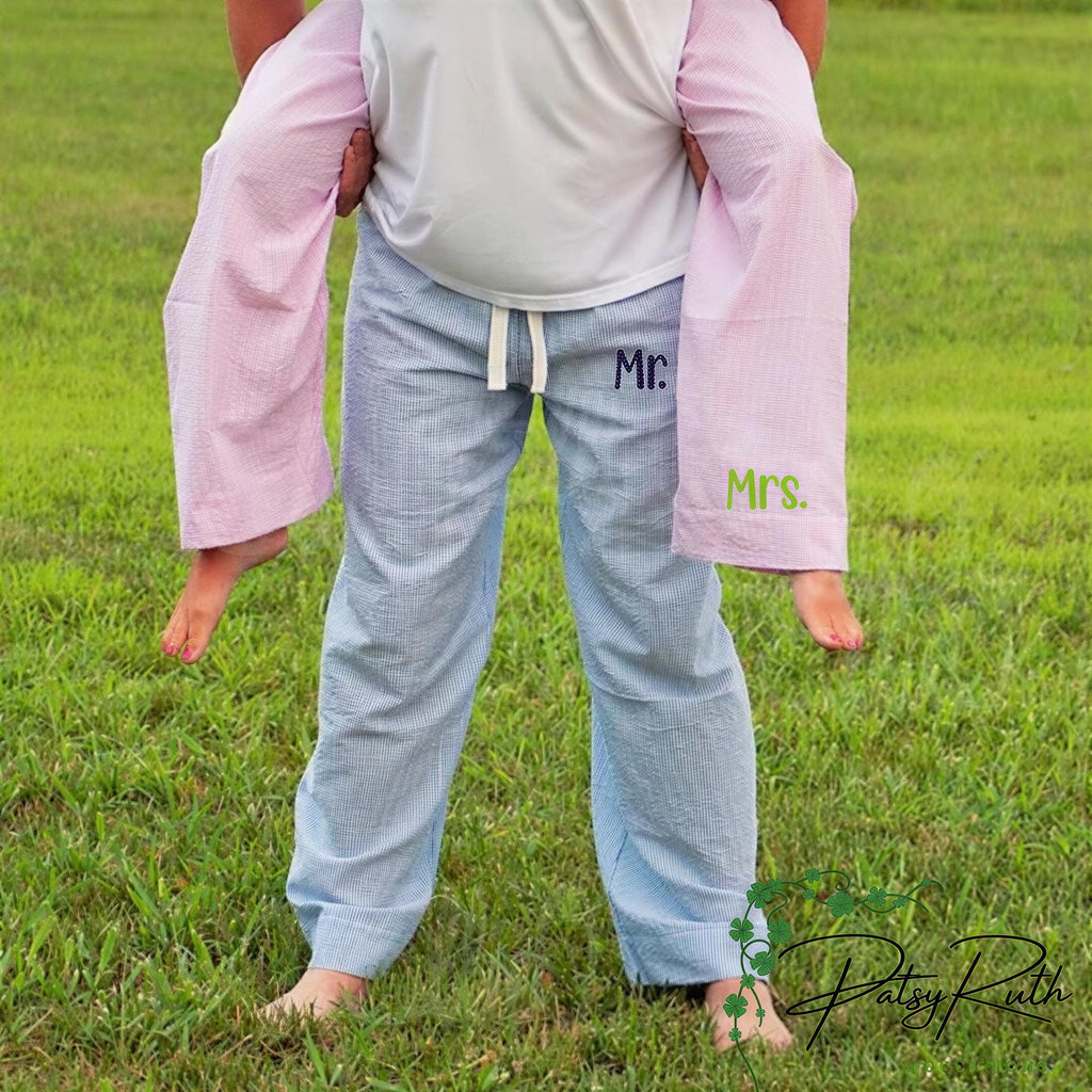 Monogrammed Seersucker Women's Lounge Pants