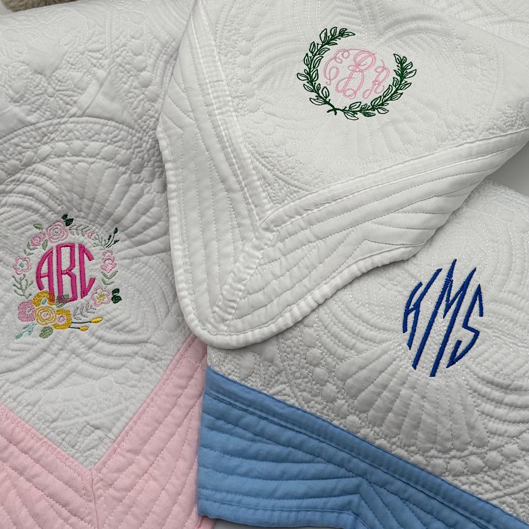 Custom Monogrammed Baby Quilt - Luxurious Heirloom Blanket for Infants