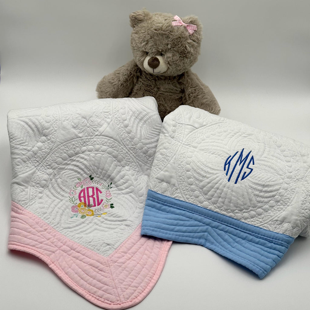 Custom Monogrammed Baby Quilt - Luxurious Heirloom Blanket for Infants