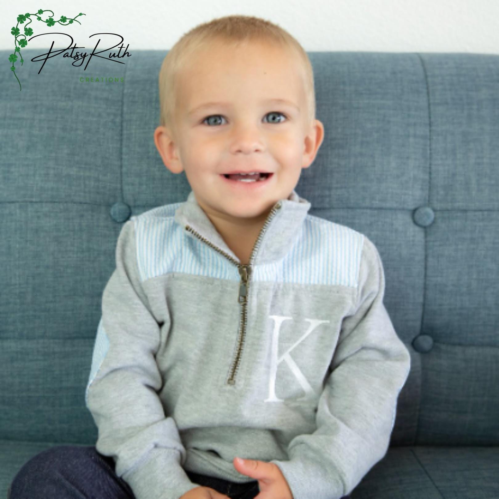 Personalized | Monogrammed Quarter-Zip Pullover with Gingham Collar