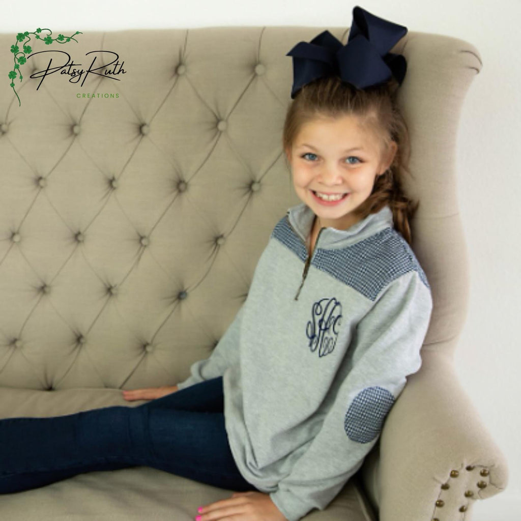 Personalized | Monogrammed Quarter-Zip Pullover with Gingham Collar