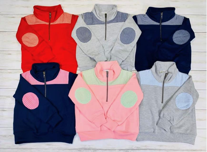 Personalized | Monogrammed Quarter-Zip Pullover with Gingham Collar