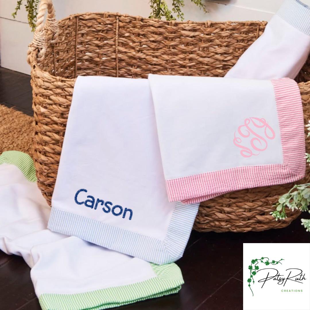 Personalized Baby Blanket with Elegant Monogram or Custom Name