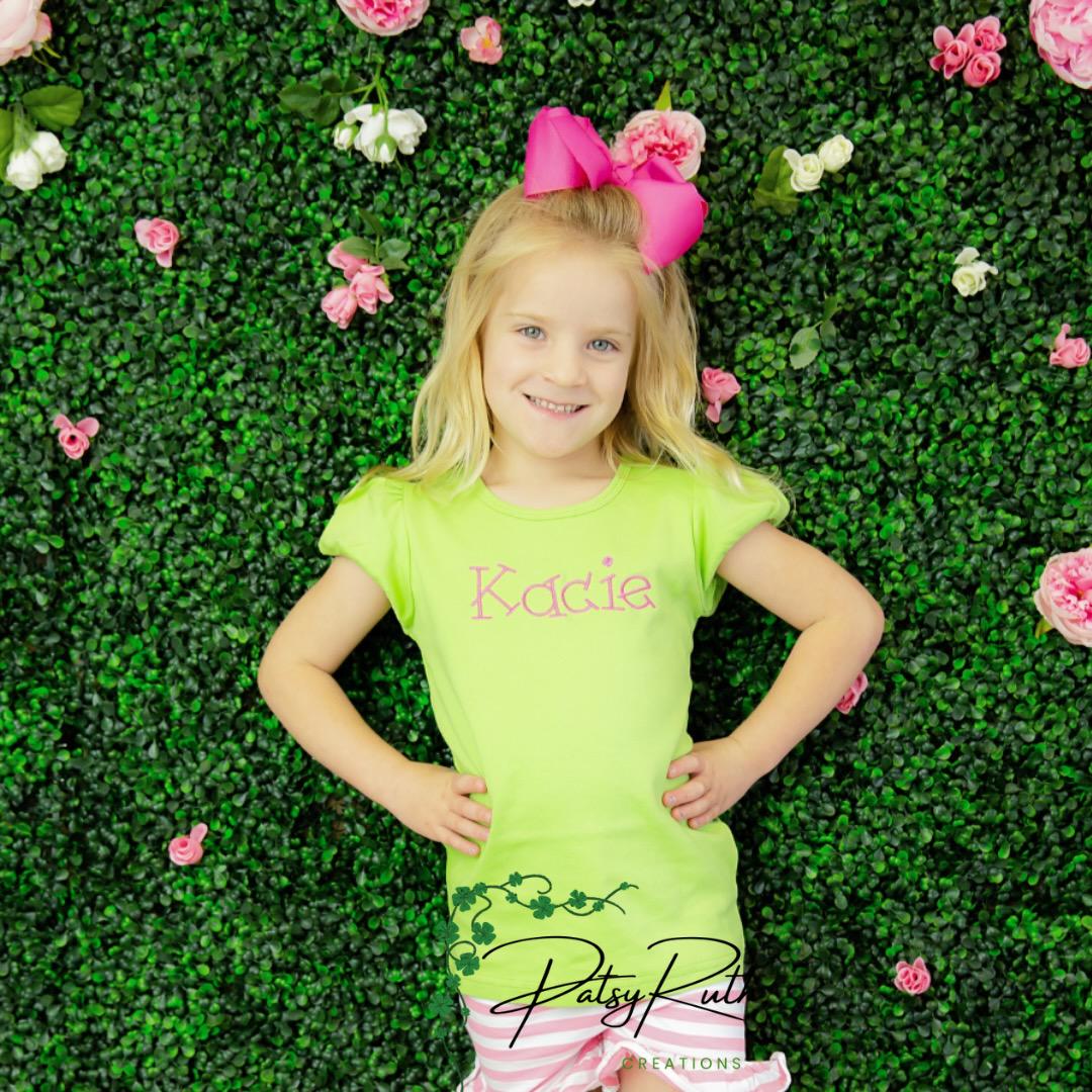 Toddler Girls' Monogrammed Puff Sleeve Cotton Shirt: Personalized Ruffle Detail Top
