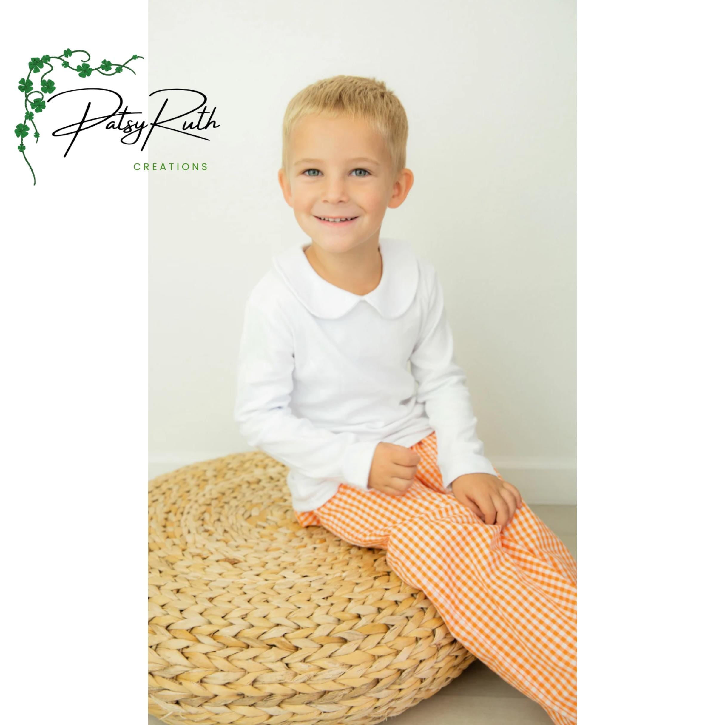 Custom Monogram Toddler Boys' Gingham Pants - Personalized Kids Clothing