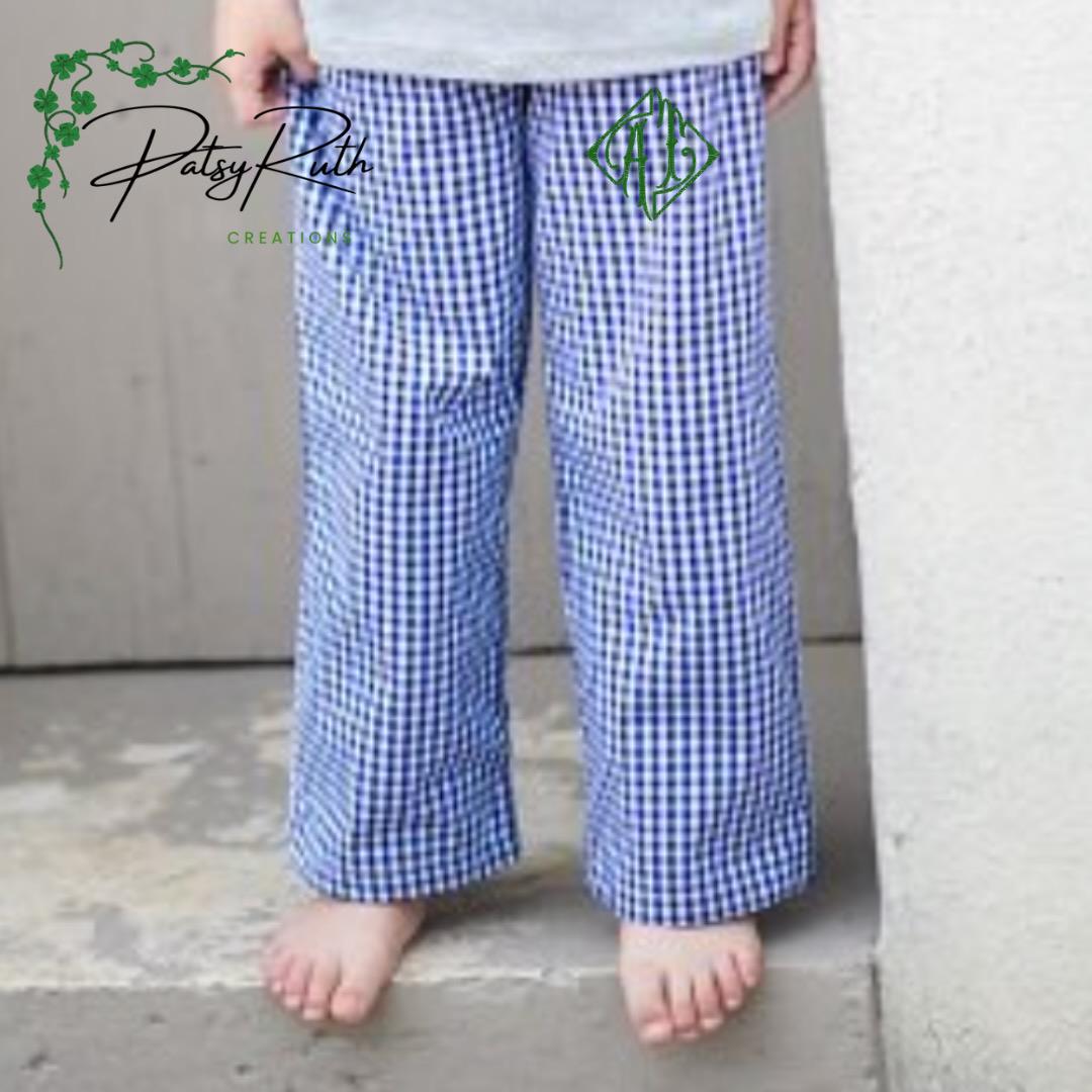 Custom Monogram Toddler Boys' Gingham Pants - Personalized Kids Clothing
