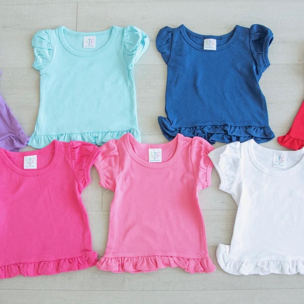 Baby Girls' Monogrammed Puff Sleeve Cotton Shirt: Personalized Ruffle Detail Top