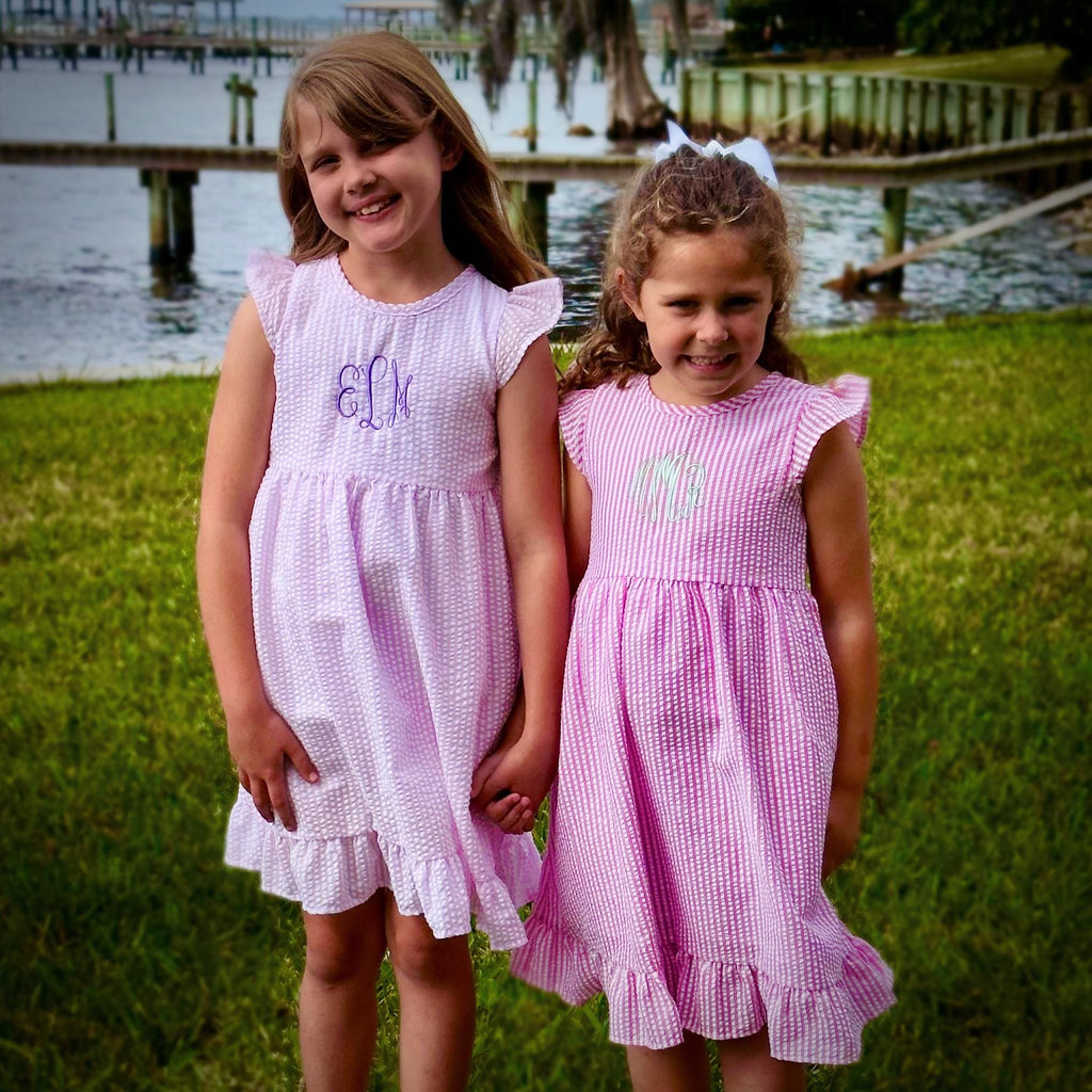 Girls' Custom Name Seersucker Sundress | Monogram Summer Dress