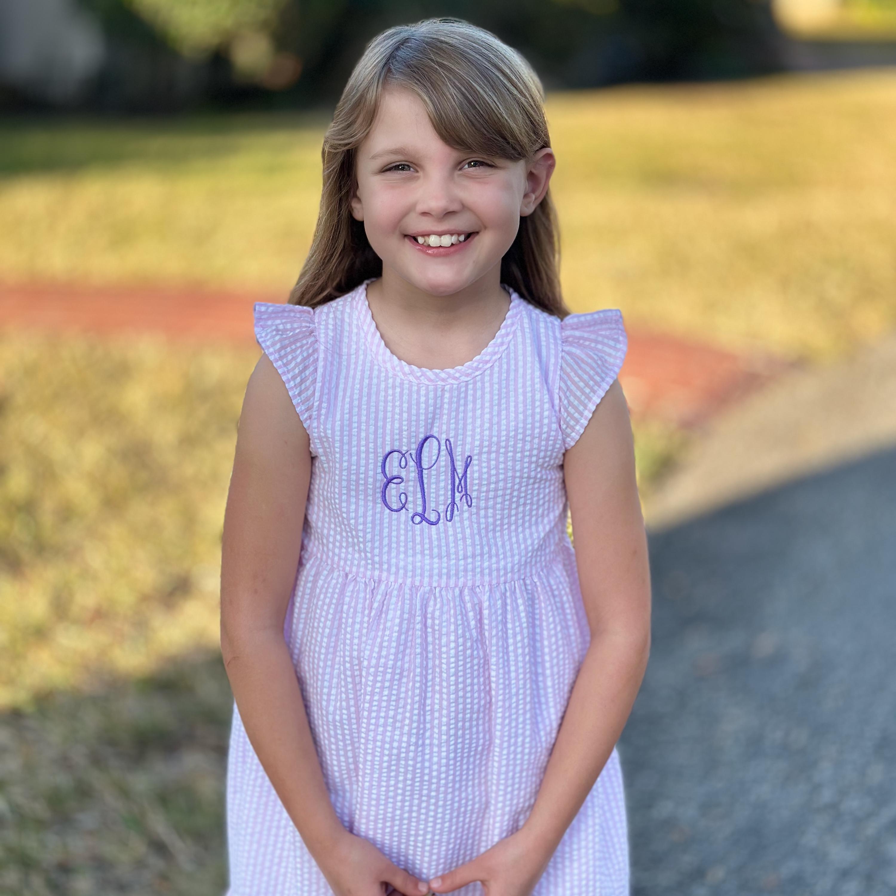 Girls' Custom Name Seersucker Sundress | Monogram Summer Dress