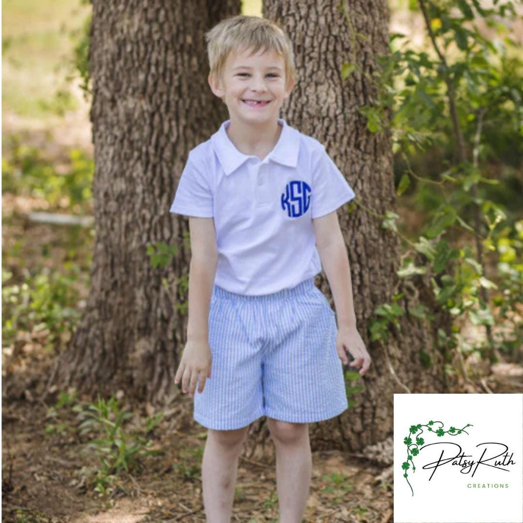 Custom Monogram Boys' Seersucker & Gingham Shorts - Personalized Kids Clothing