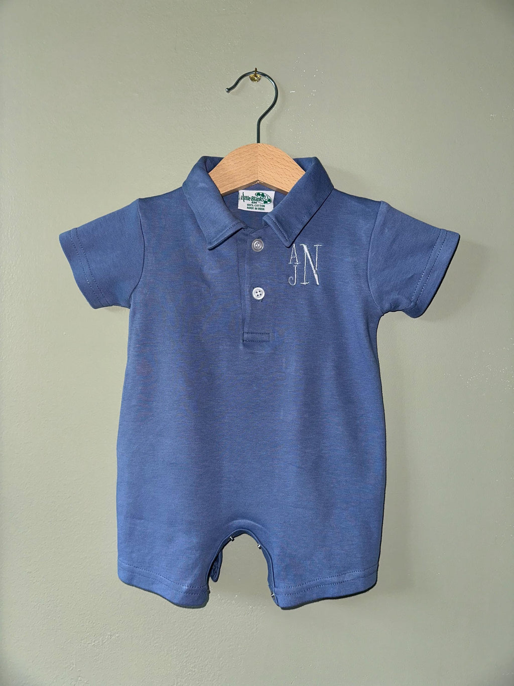 Monogrammed Personalized Baby Polo Romper - Soft Cotton, Easy Snap Closure