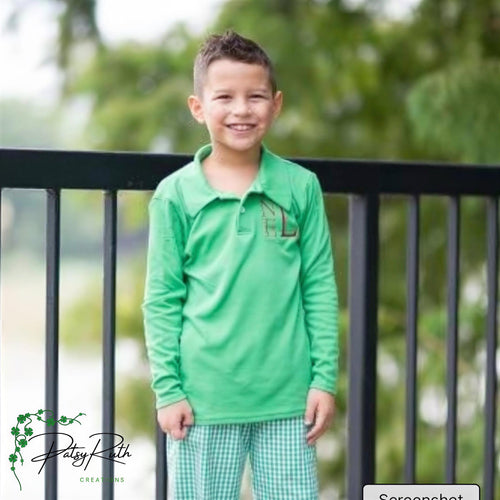 Baby Boy Long-Sleeve Polo Shirt, Personalized Monogram