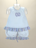 Monogrammed Seersucker Baby Girls 2-Piece Set