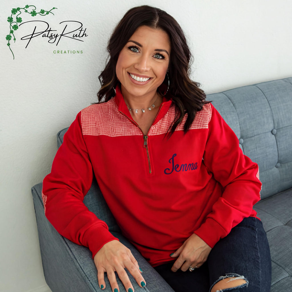 Customized Pullover with Gingham Accents