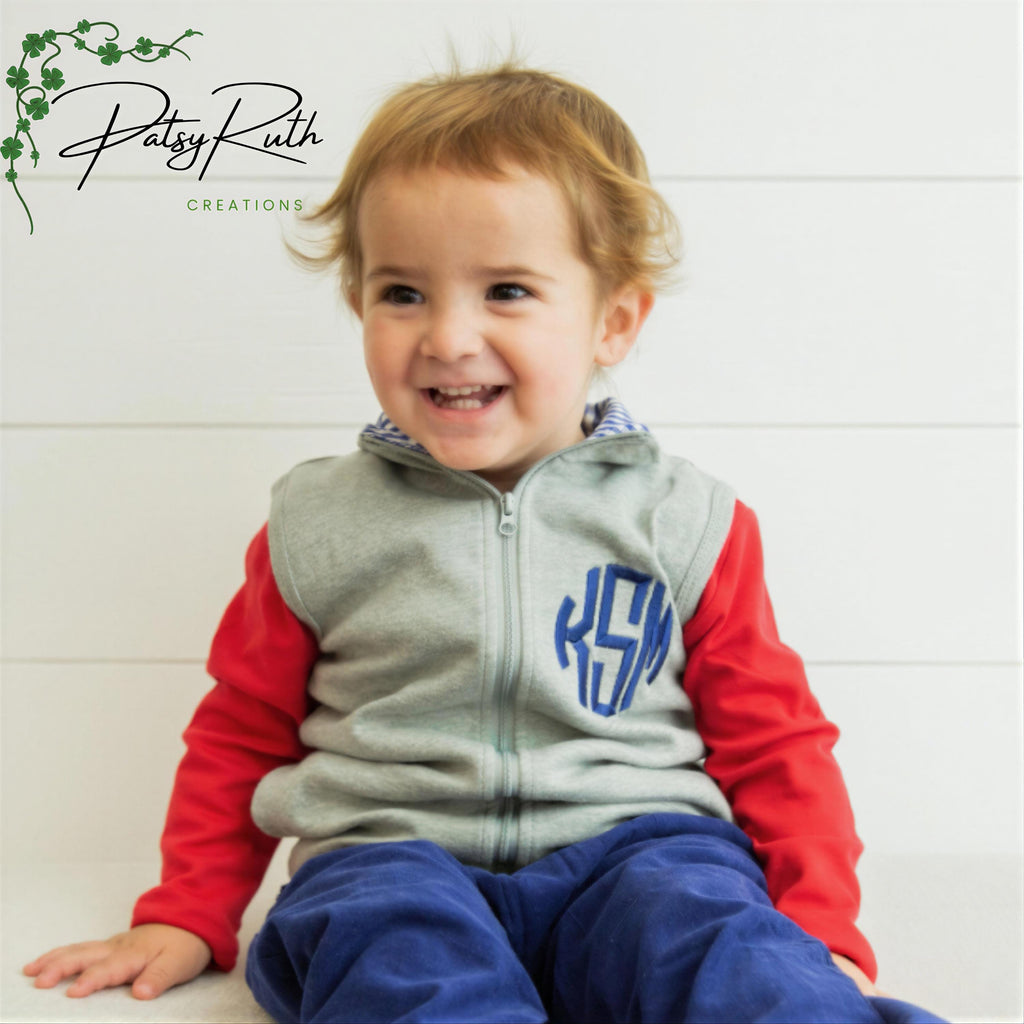 Child's Zip Front Vest with Gingham Collar
