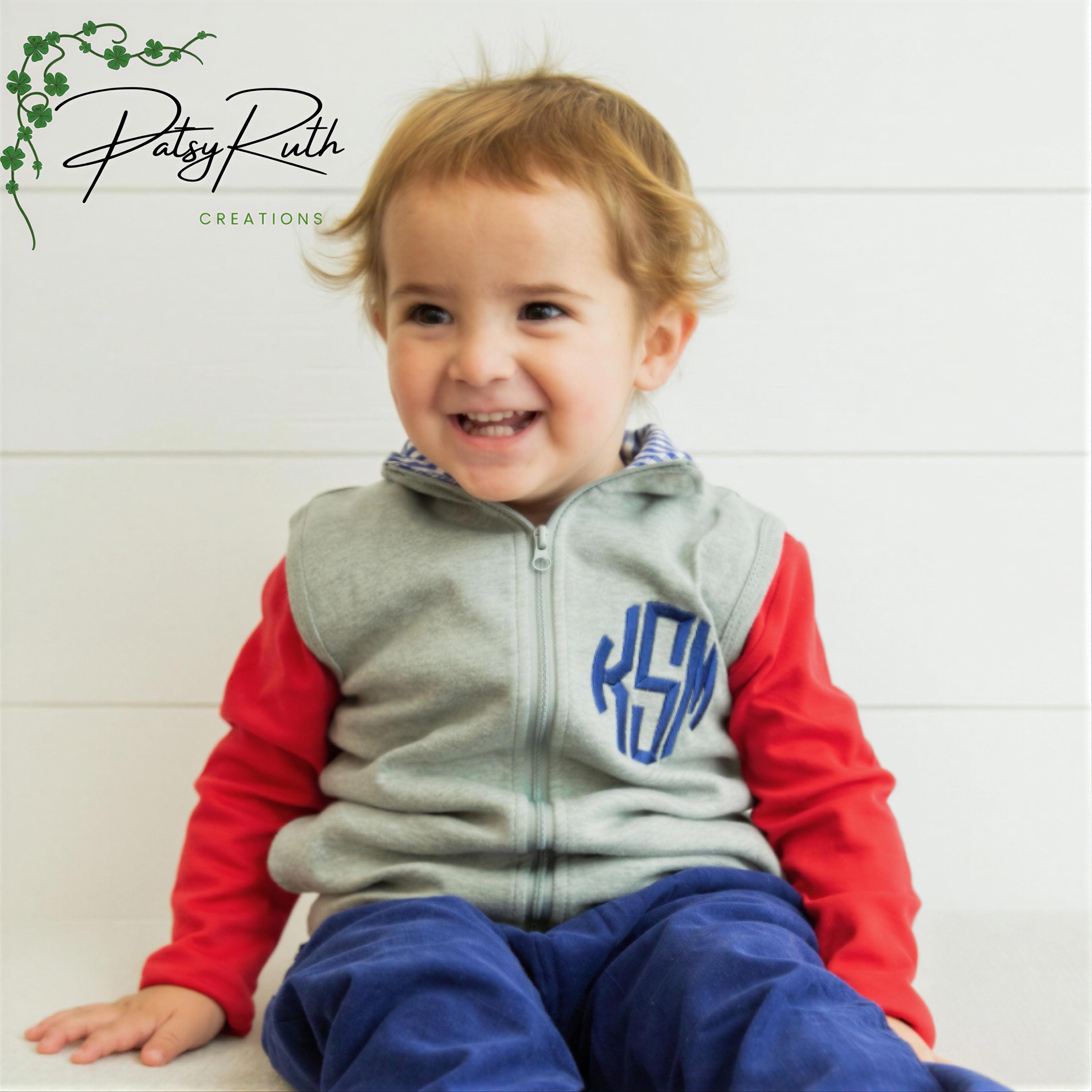 Baby's Zip Front Vest with Gingham Collar
