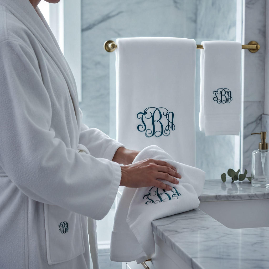 Luxury Monogram Bath Towel Set - Customizable 3-Piece Towel Collection
