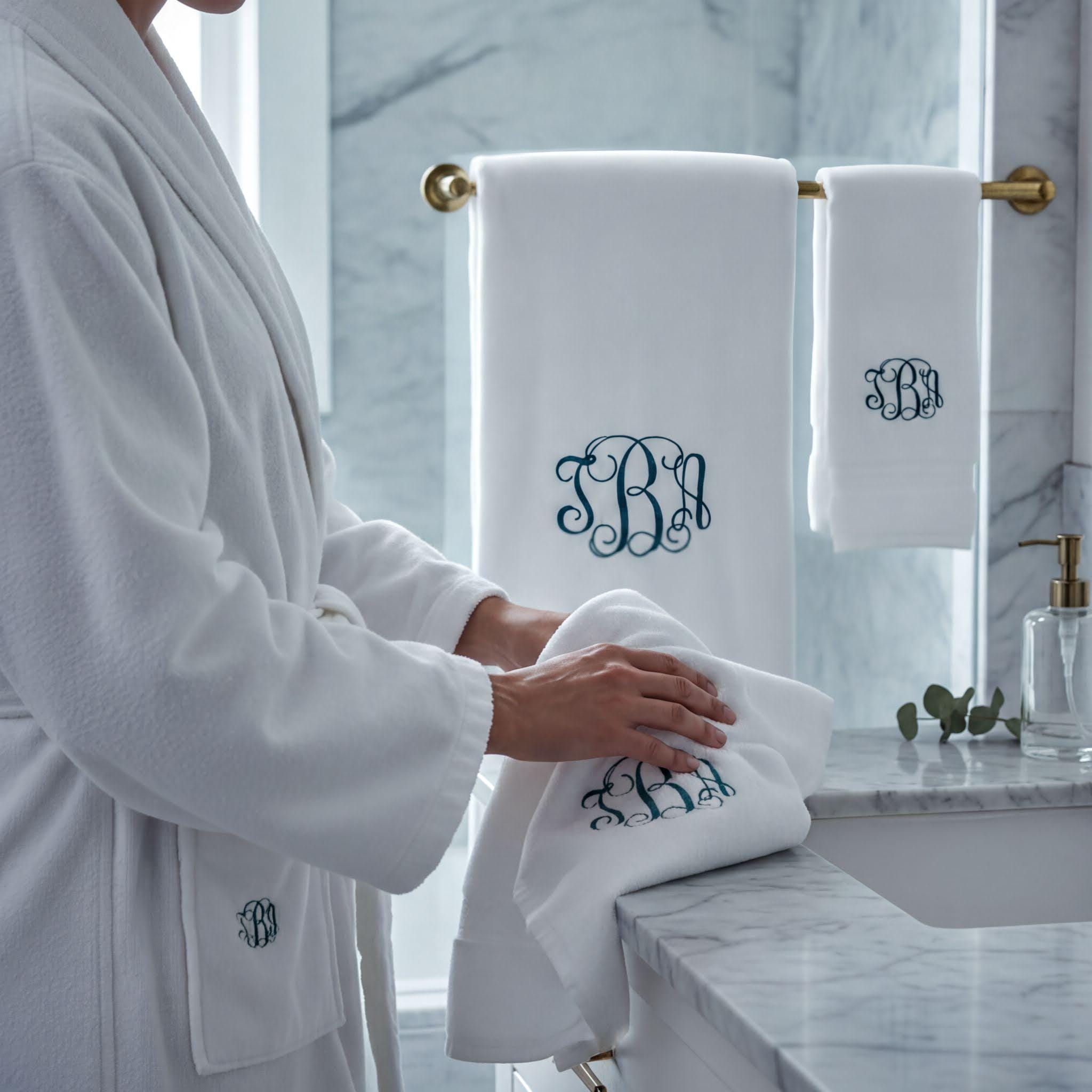 Luxury Monogram Bath Towel Set - Customizable 3-Piece Towel Collection