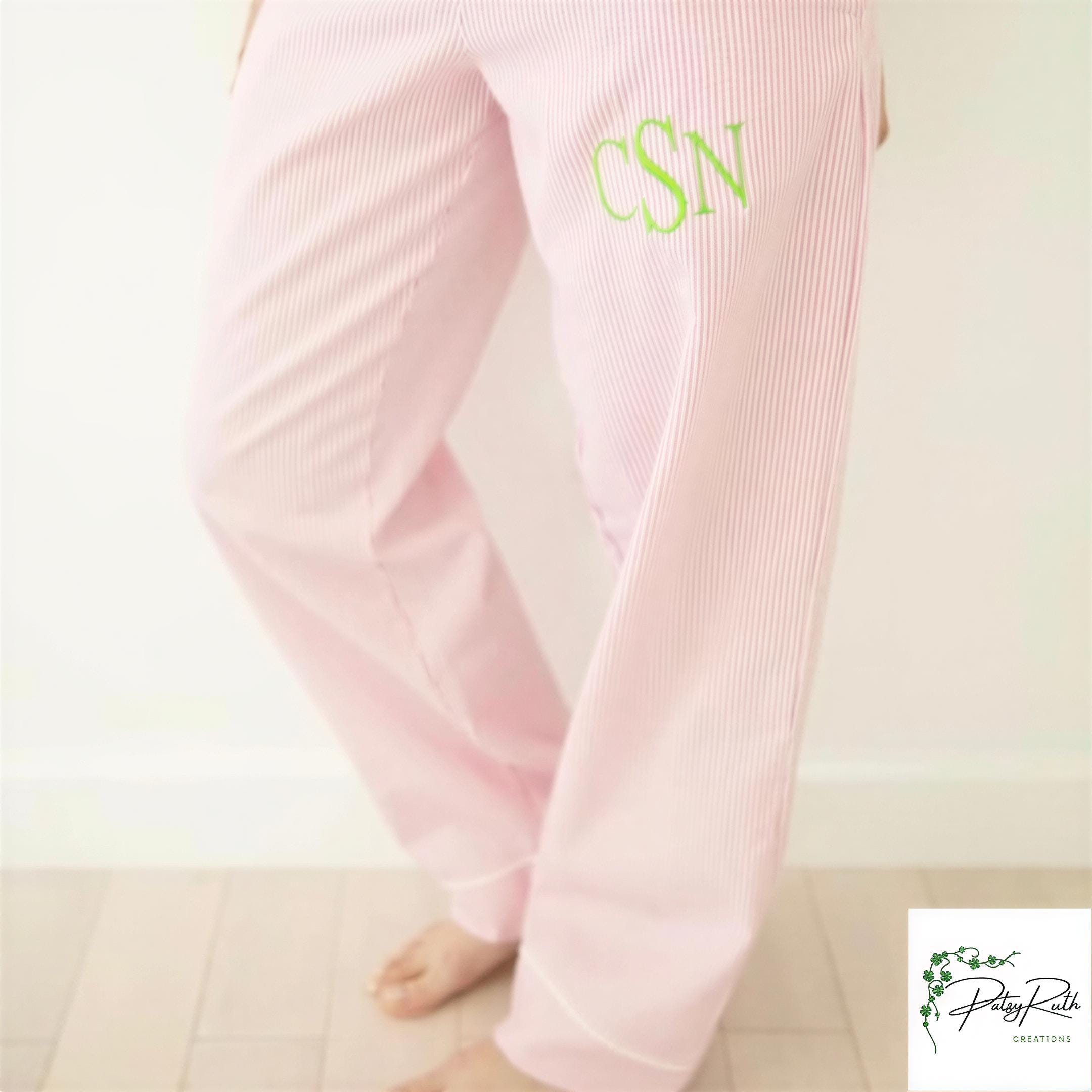 Monogrammed Seersucker Women's Lounge Pants